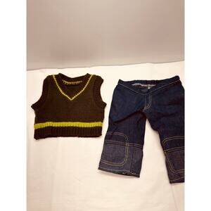 American Girl Bitty Baby Doll Gray Sweater and Jean Outfit 2 Piece Set